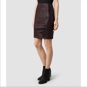 All Saints Deep Purple Pencil Skirt